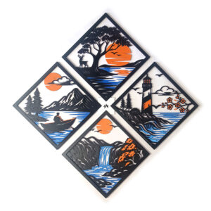 Modern 4-Piece Geometric Nature Wall Art